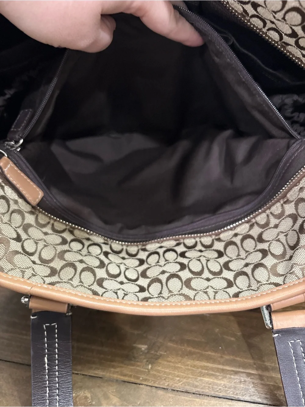 Coach Khaki Canvas Diaper Bag in Signature C Monogram